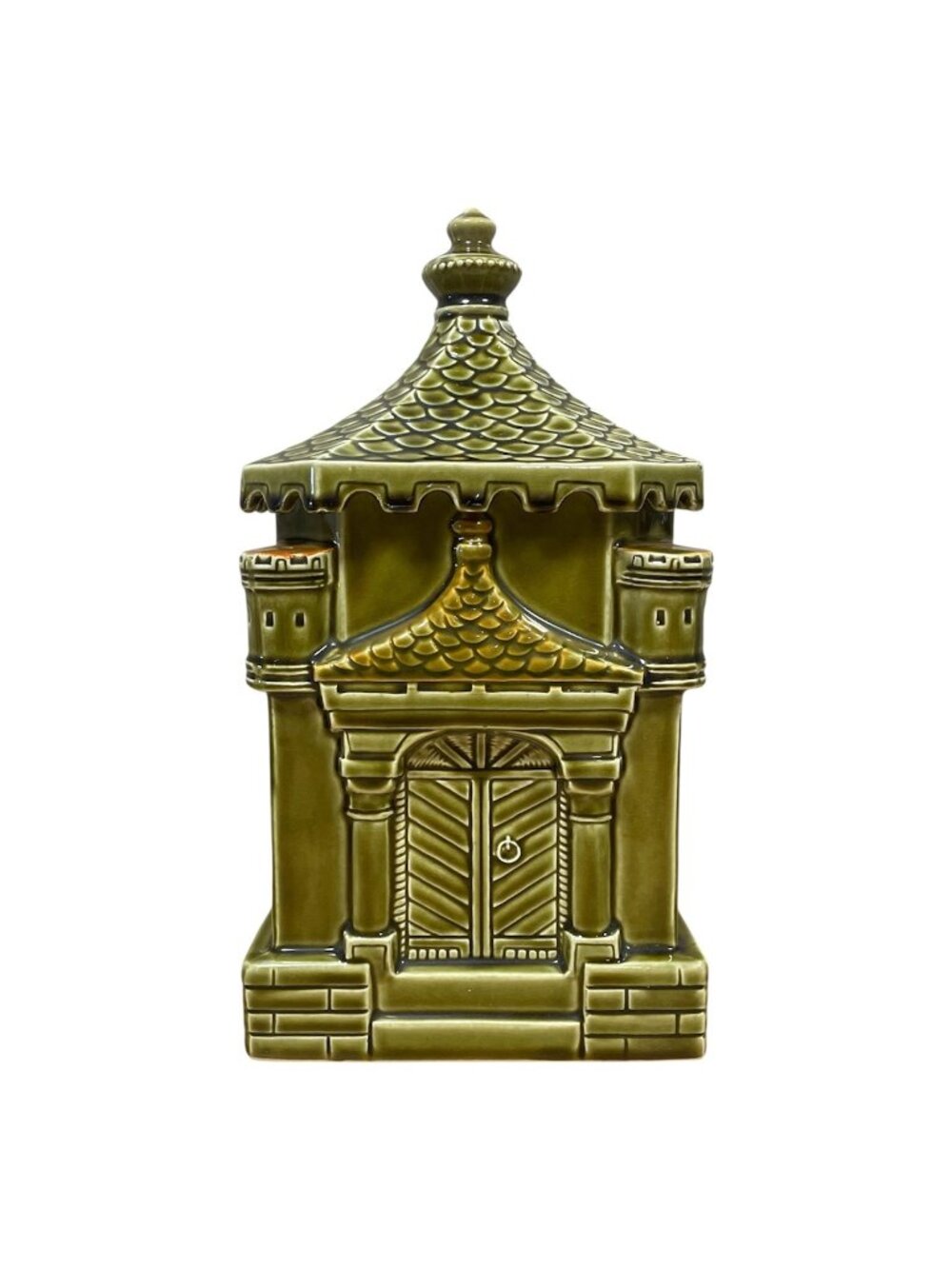 Vintage MCM Royal Sealy Japan Gothic Castle Cookie Jar Medieval Castle OIive